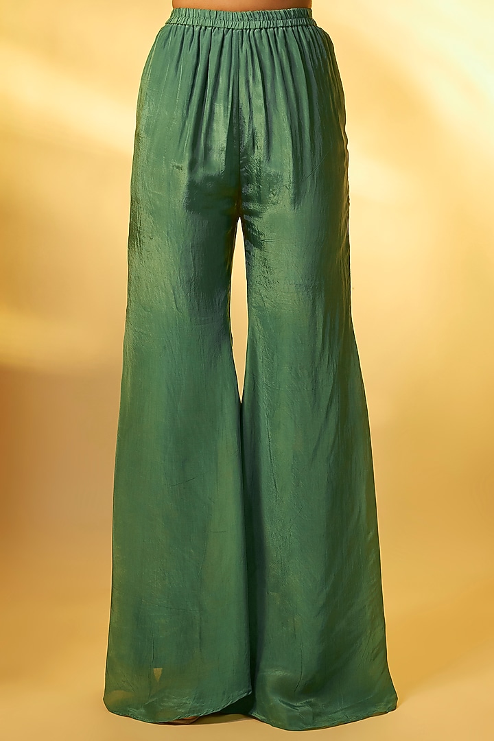 Basil Green Chiffon Sequins Embroidered Kurta Set by Vana Ethnics at Pernia's Pop Up Shop