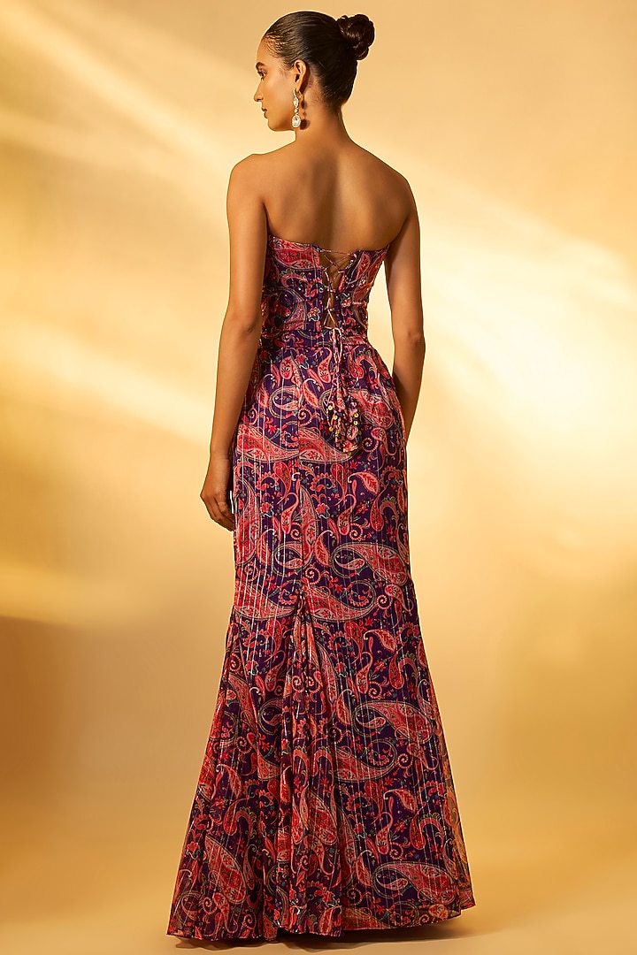 Violet Chiffon Embroidered Skirt Set by Vana Ethnics at Pernia's Pop Up Shop