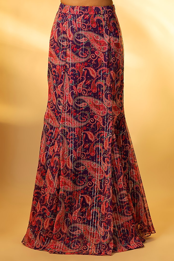 Violet Chiffon Embroidered Skirt Set by Vana Ethnics at Pernia's Pop Up Shop
