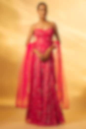 Pink Chiffon Paisley Printed Skirt Set by Vana Ethnics at Pernia's Pop Up Shop