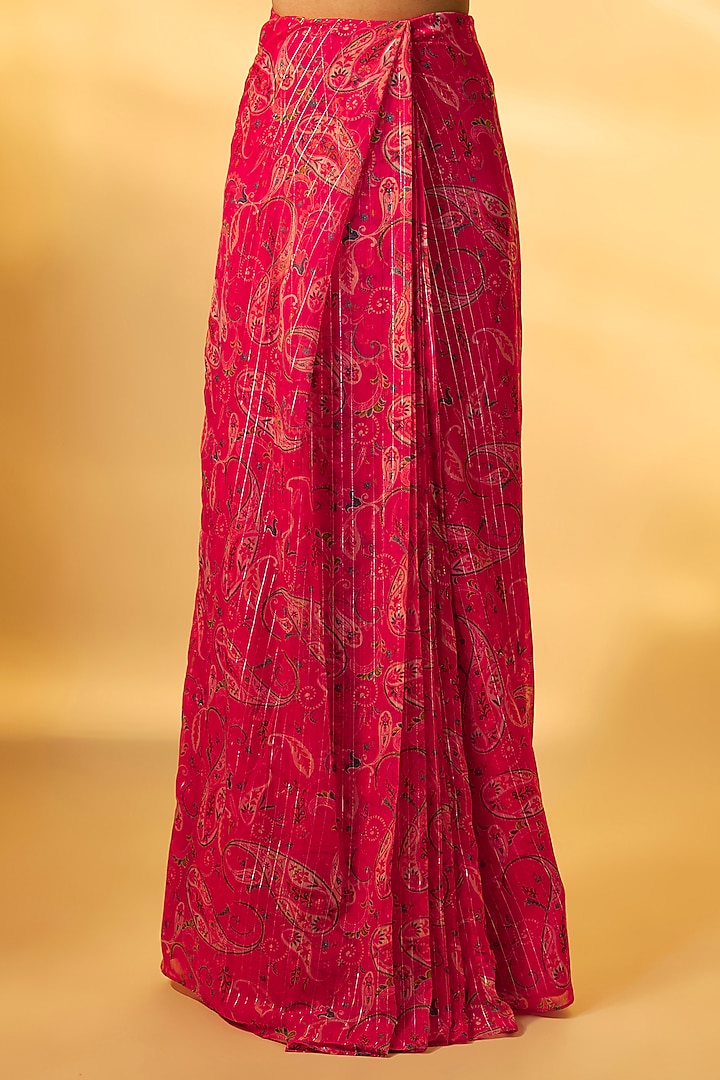 Pink Chiffon Paisley Printed Skirt Set by Vana Ethnics at Pernia's Pop Up Shop