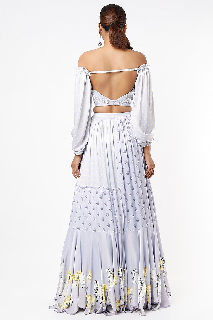 Lilac Kadakara Printed Skirt Set by VANA ETHNICS at Pernia's Pop Up Shop