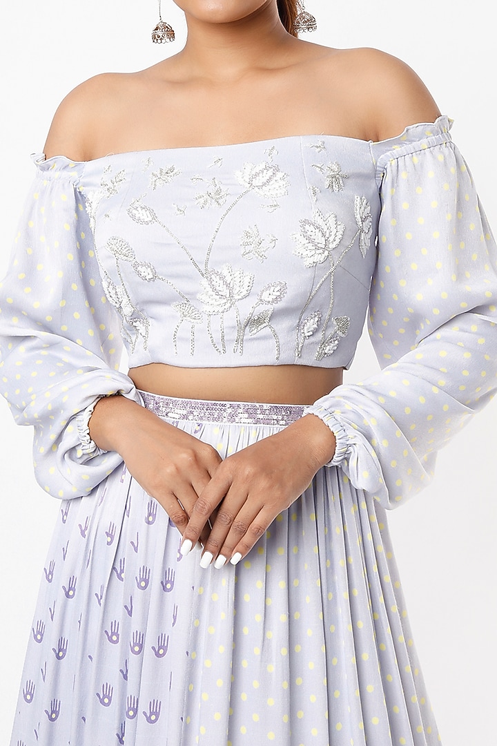Lilac Kadakara Printed Skirt Set by VANA ETHNICS at Pernia's Pop Up Shop