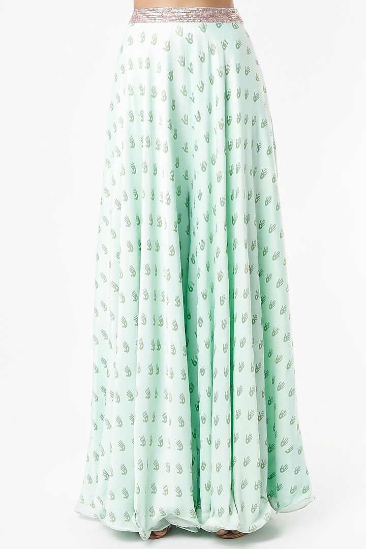 Mint Green Printed Palazzo Pant Set by VANA ETHNICS at Pernia's Pop Up Shop