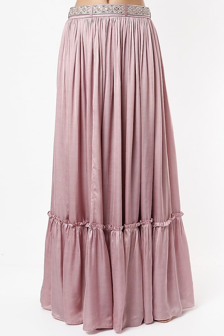 Mauve Satin Skirt Set by VANA ETHNICS at Pernia's Pop Up Shop