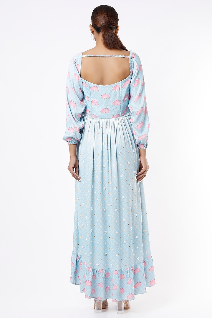 Powder Blue Embroidered Vacation Dress by VANA ETHNICS at Pernia's Pop Up Shop