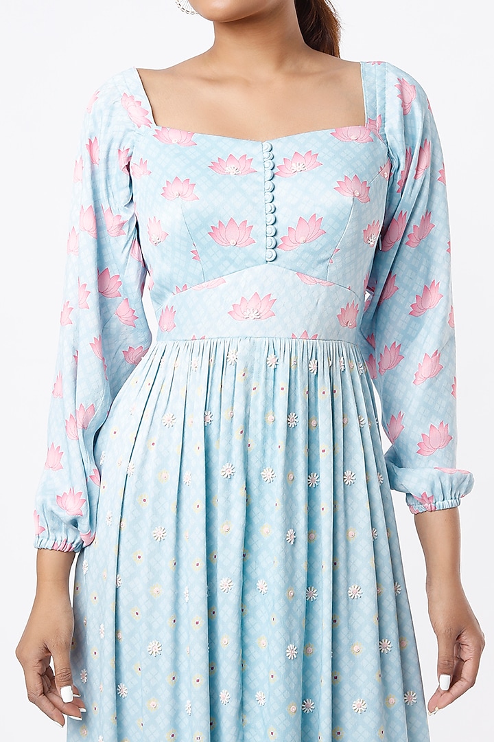 Powder Blue Embroidered Vacation Dress by VANA ETHNICS at Pernia's Pop Up Shop
