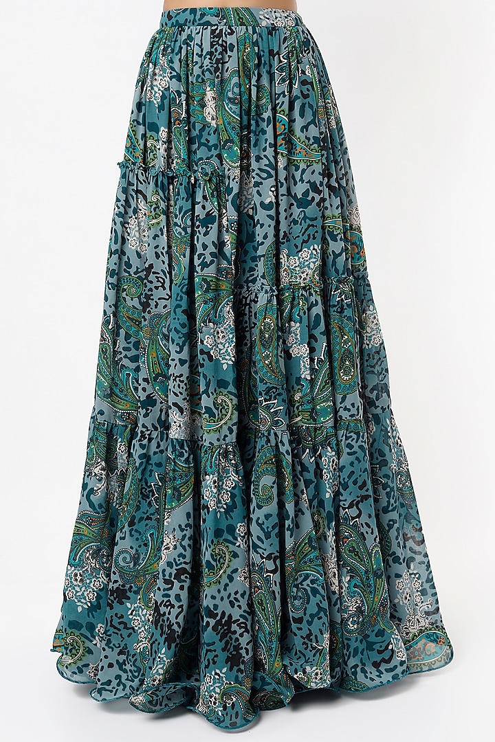 Blue Georgette Printed Skirt Set by VANA ETHNICS at Pernia's Pop Up Shop