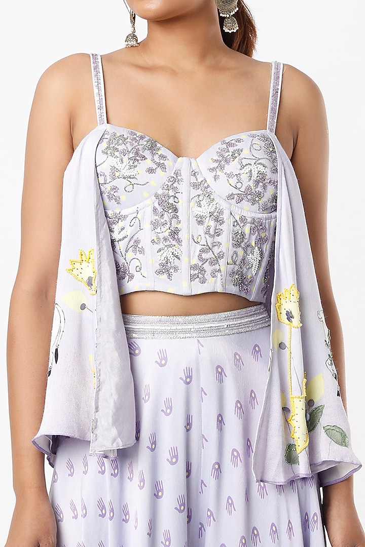 Lilac Printed Palazzo Pant Set by VANA ETHNICS at Pernia's Pop Up Shop