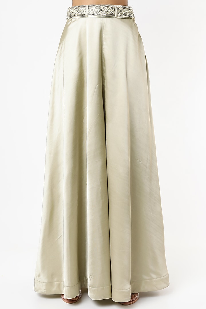 Pastel Green Satin Pant Set by VANA ETHNICS at Pernia's Pop Up Shop