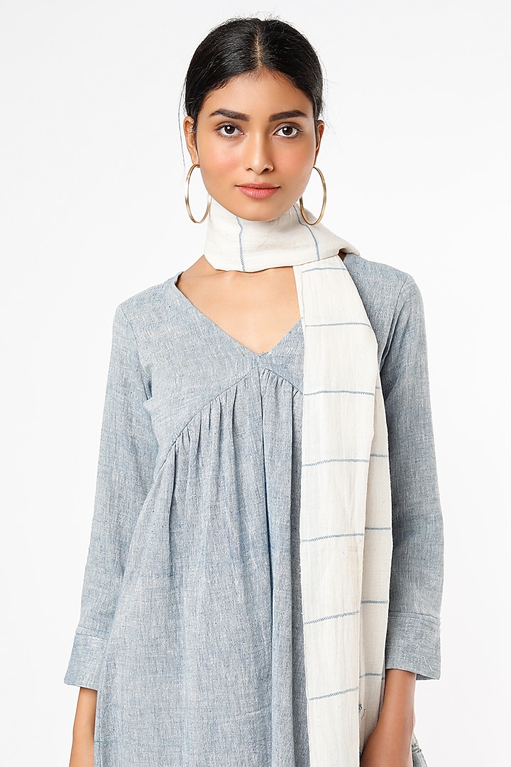 Sky Blue Handloom Cotton Pant Set by VANA ETHNICS at Pernia's Pop Up Shop