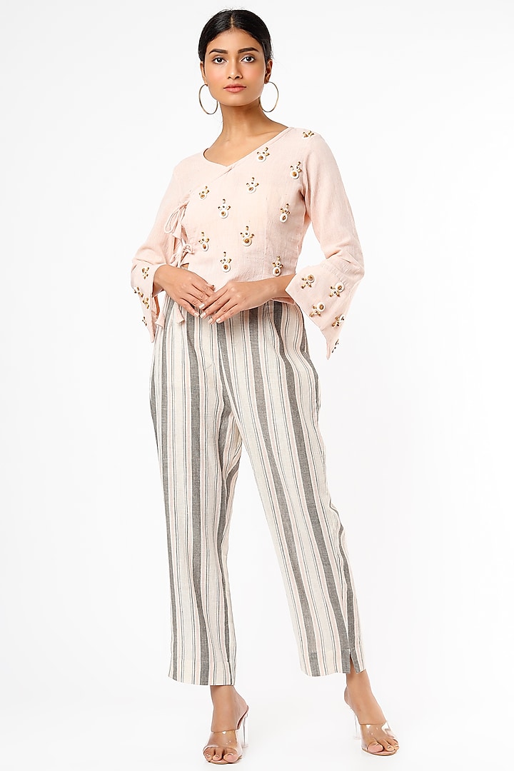 Off-White Elasticated Cotton Pants by VANA ETHNICS