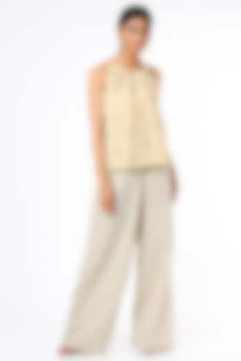 Yellow Hand-Crafted Embroidered Top by VANA ETHNICS at Pernia's Pop Up Shop