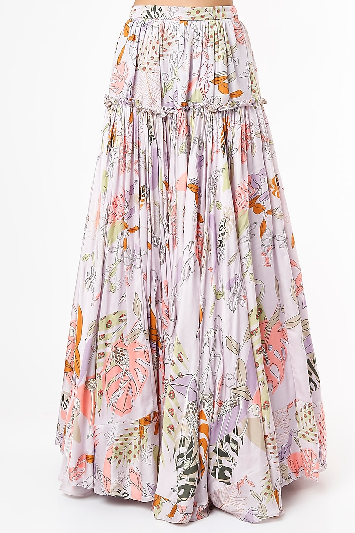 Lilac Embroidered & Printed Wedding Lehenga Set by VANA ETHNICS at Pernia's Pop Up Shop