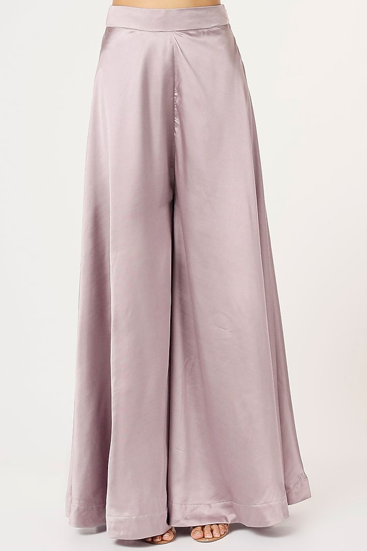 Mauve Viscose Satin Pant Set by VANA ETHNICS at Pernia's Pop Up Shop