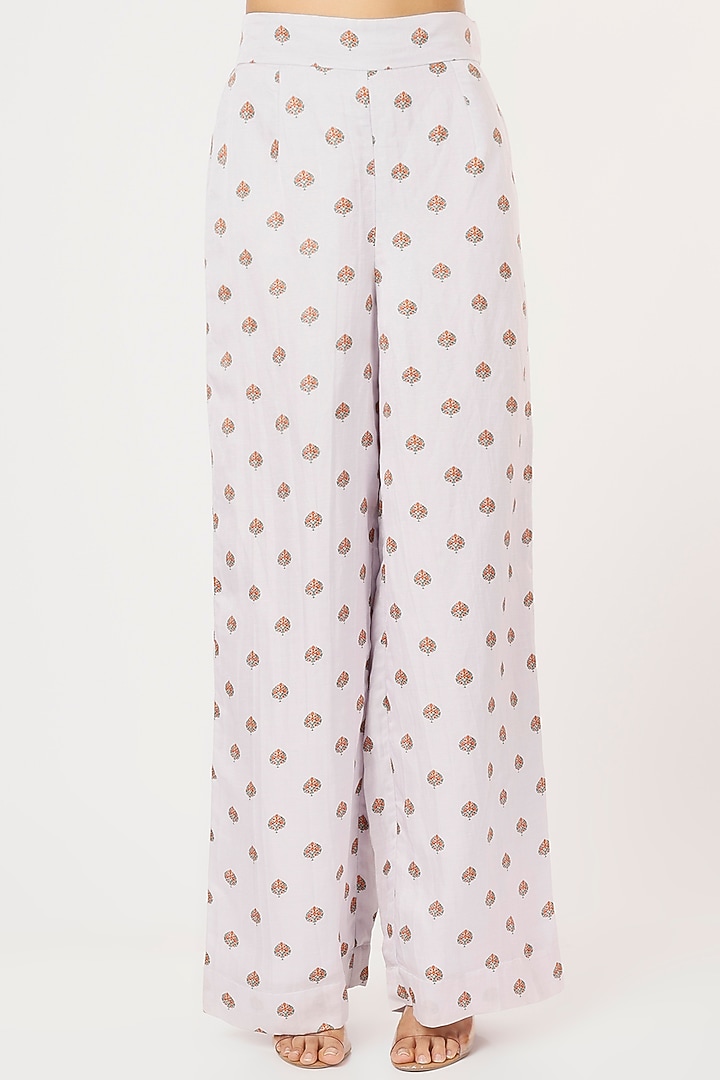 Lilac Embroidered Pant Set by VANA ETHNICS at Pernia's Pop Up Shop