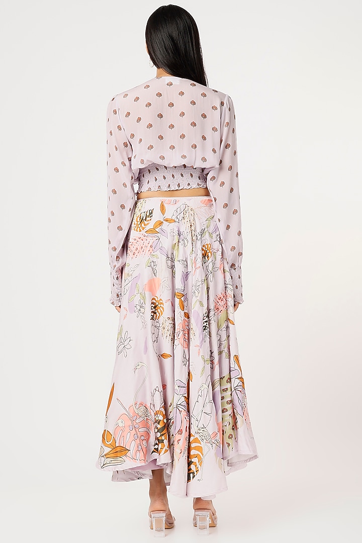 Lilac Embroidered Skirt Set by VANA ETHNICS at Pernia's Pop Up Shop