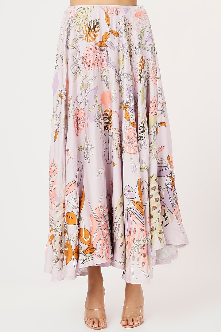 Lilac Embroidered Skirt Set by VANA ETHNICS at Pernia's Pop Up Shop