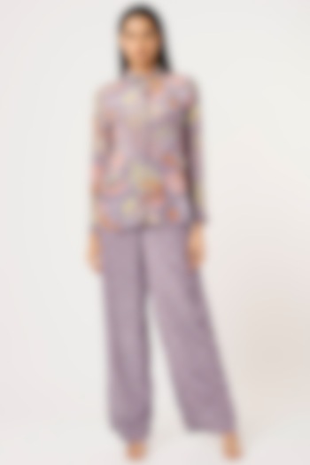 Purple Printed Pant Set by VANA ETHNICS at Pernia's Pop Up Shop