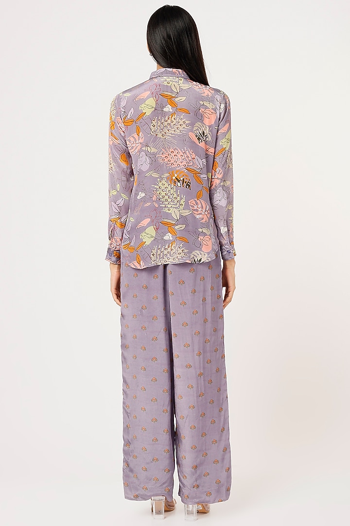 Purple Printed Pant Set by VANA ETHNICS at Pernia's Pop Up Shop