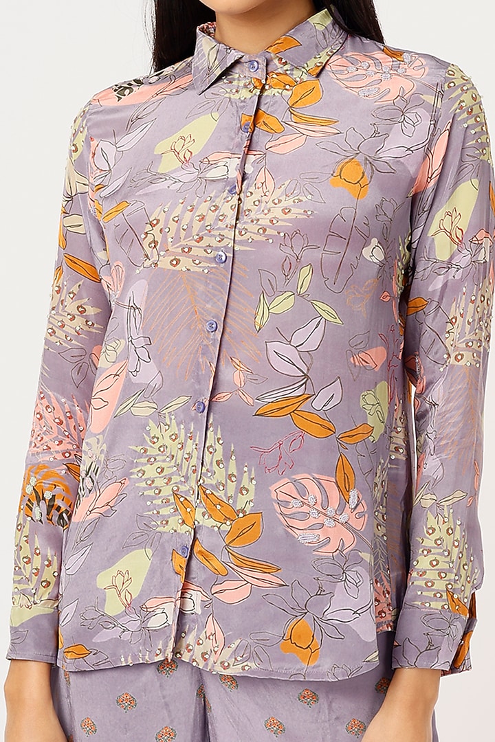Purple Printed Pant Set by VANA ETHNICS at Pernia's Pop Up Shop