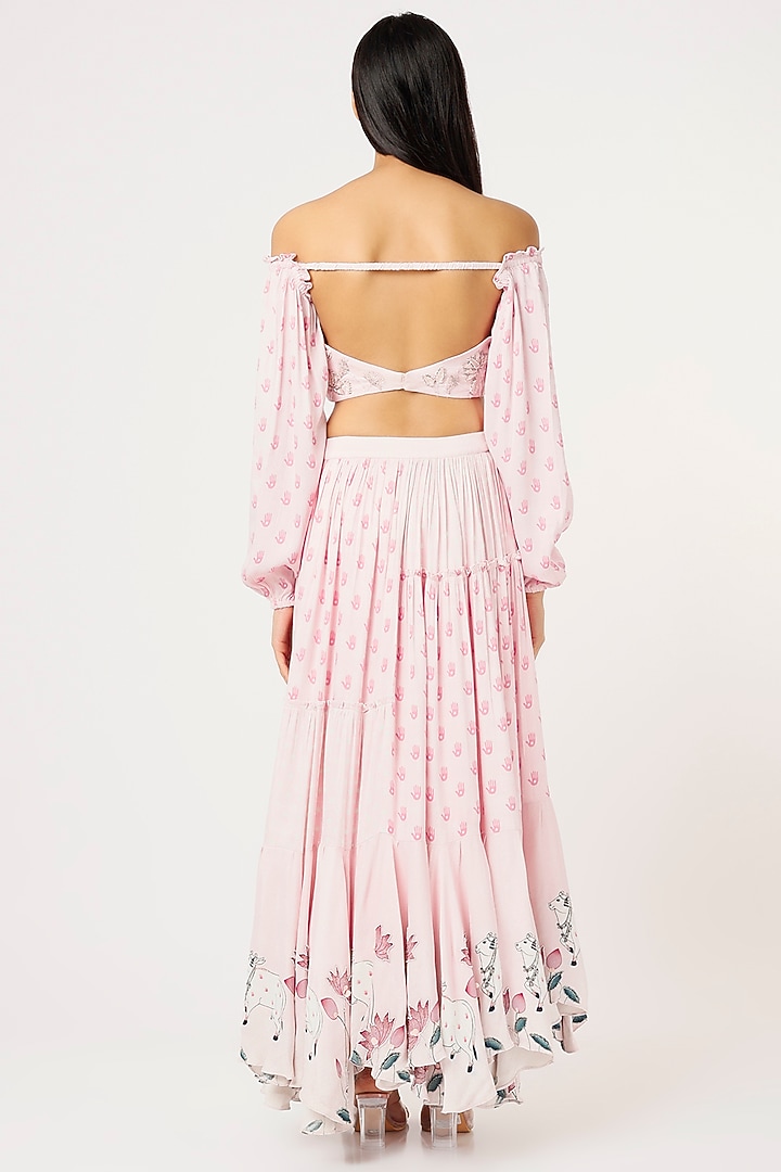 Blush Pink Embroidered Wedding Lehenga Set by VANA ETHNICS at Pernia's Pop Up Shop
