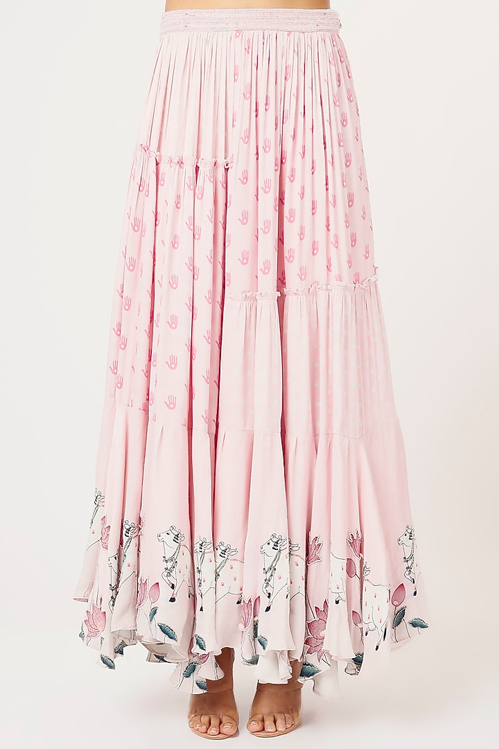 Blush Pink Embroidered Wedding Lehenga Set by VANA ETHNICS at Pernia's Pop Up Shop