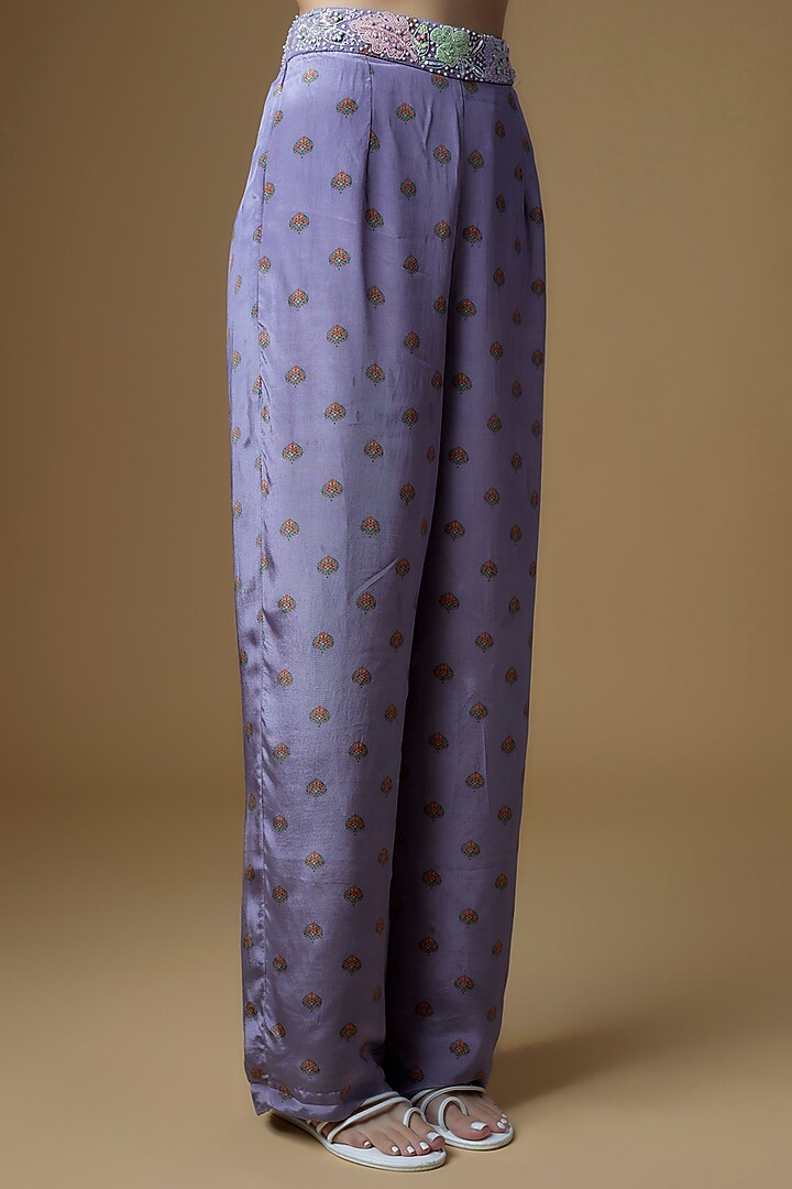 Pastel Purple Crepe Printed & Embroidered Co-Ord Set by VANA ETHNICS at Pernia's Pop Up Shop