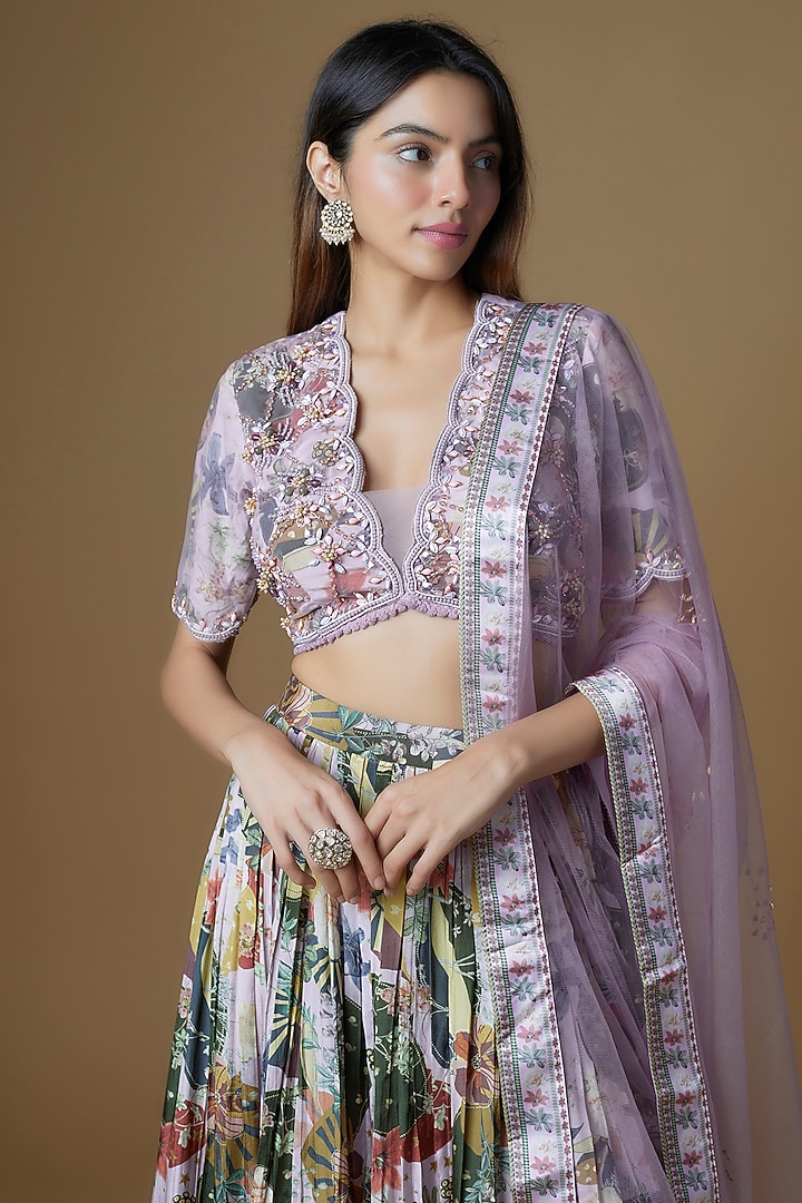 Lilac Viscose Embroidered Bustier by VANA ETHNICS at Pernia's Pop Up Shop