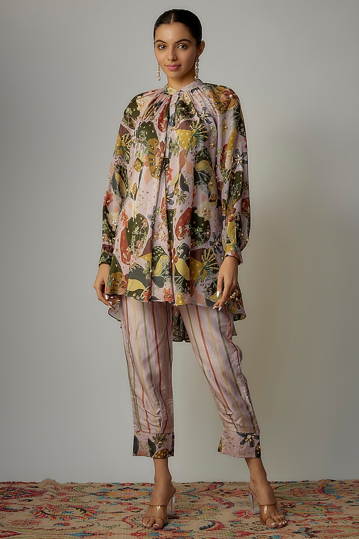 Lilac Viscose Printed Co-Ord Set by VANA ETHNICS at Pernia's Pop Up Shop