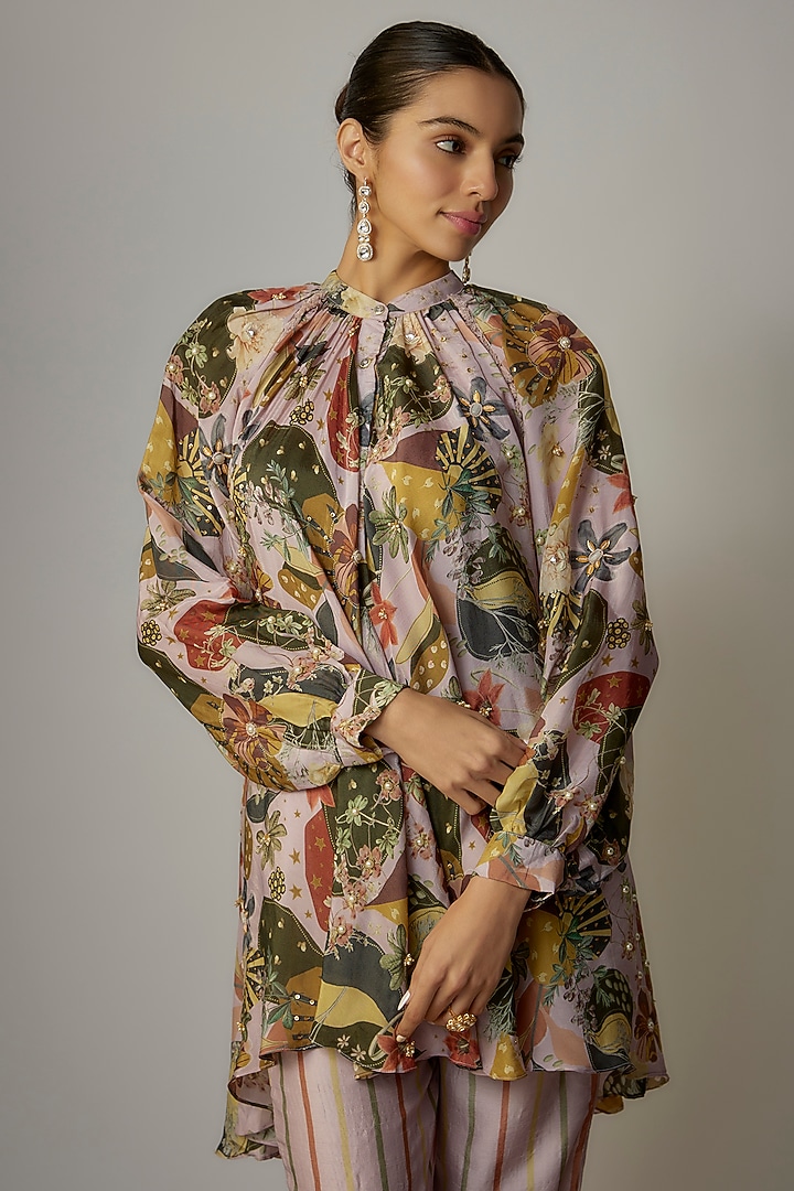 Lilac Viscose Printed Co-Ord Set by VANA ETHNICS at Pernia's Pop Up Shop