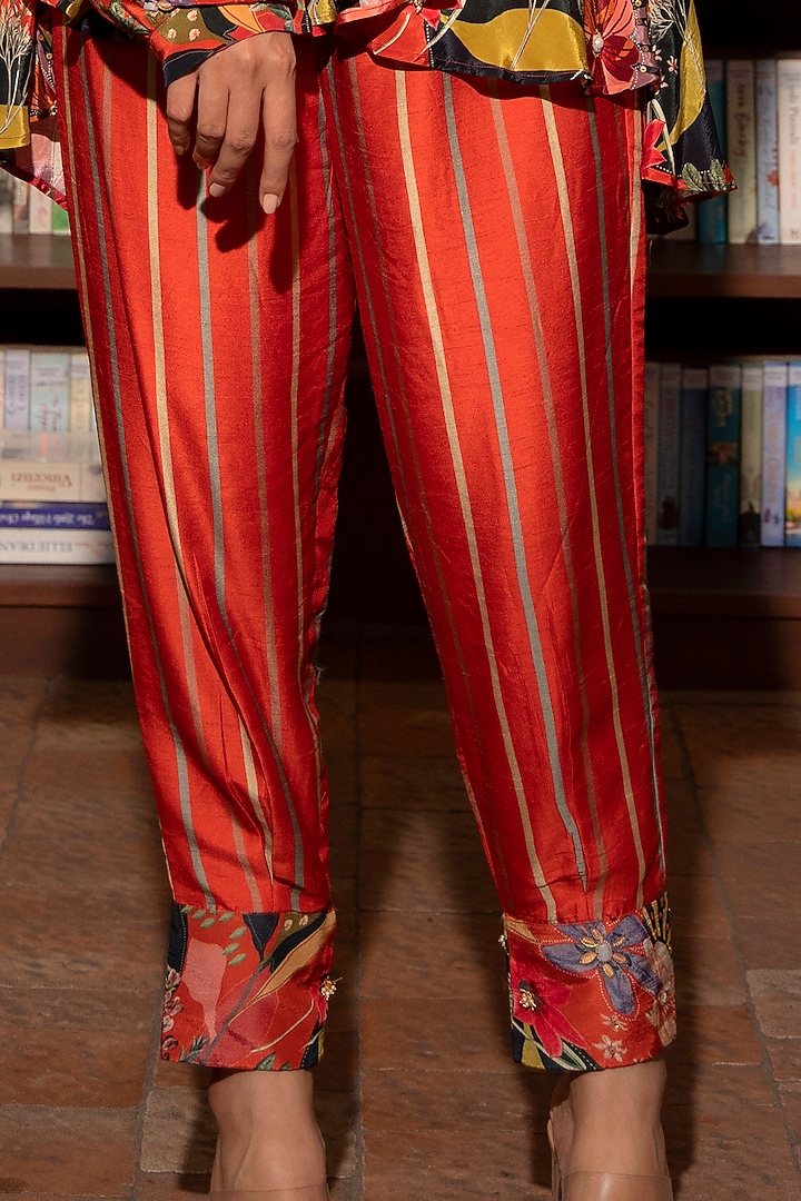 Rust Viscose Embroidered Co-Ord Set by VANA ETHNICS at Pernia's Pop Up Shop