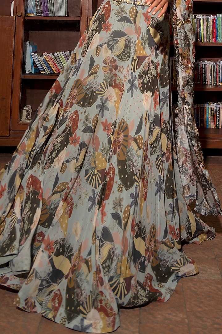 Ash Grey Embroidered Wedding Lehenga Set by VANA ETHNICS at Pernia's Pop Up Shop