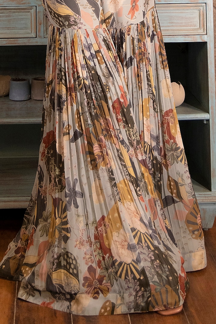 Ash Grey Hand Crafted Wedding Sharara Set by VANA ETHNICS at Pernia's Pop Up Shop