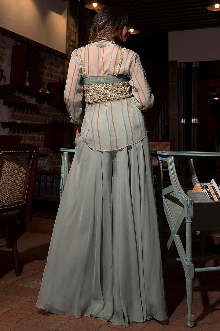 Ash Grey Embroidered Co-Ord Set by VANA ETHNICS at Pernia's Pop Up Shop