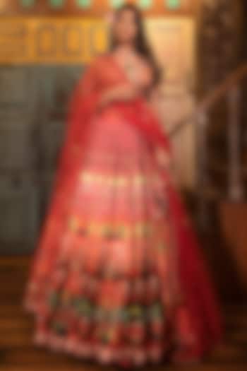 Rust Viscose Hand Crafted Bridal lehenga for 22 Lehenga Set by VANA ETHNICS at Pernia's Pop Up Shop
