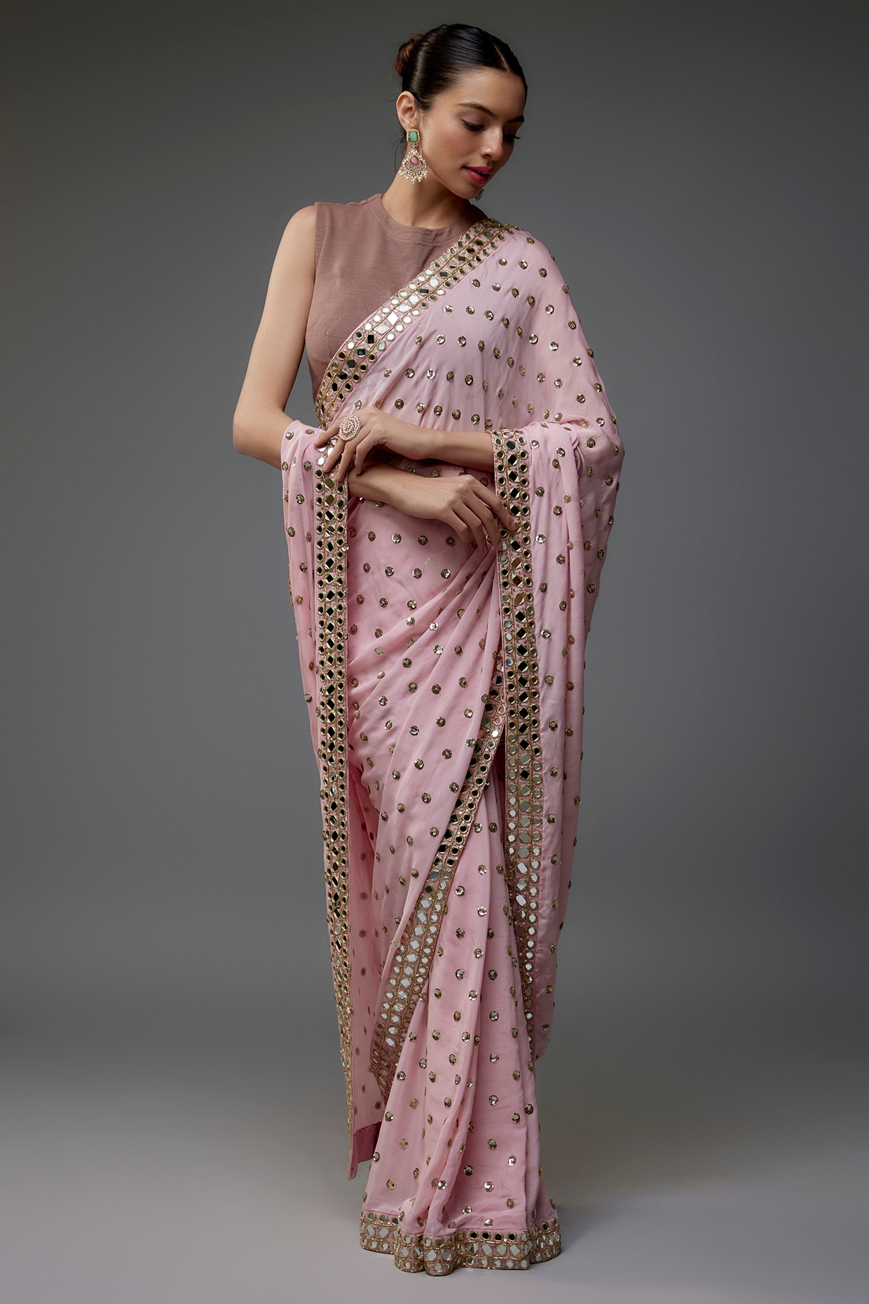 Light Pink silk Indian wedding wear saree 1905