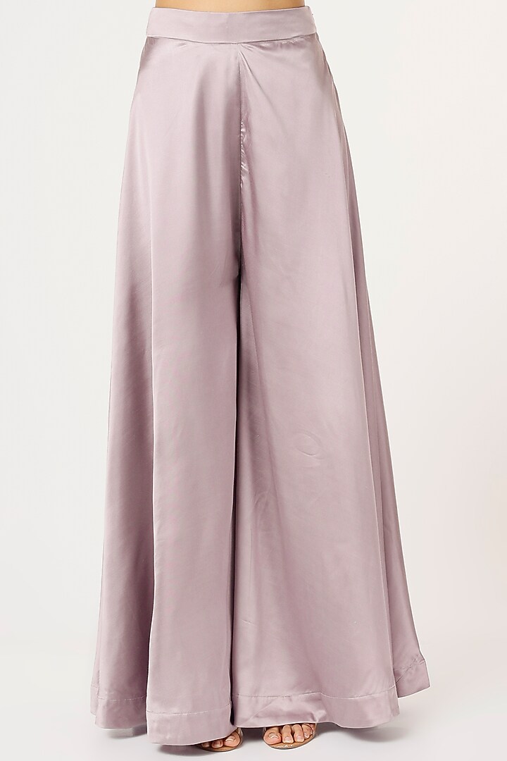 Mauve Satin Palazzo Pants Set For Girls by VANA ETHNICS KIDS at Pernia's Pop Up Shop
