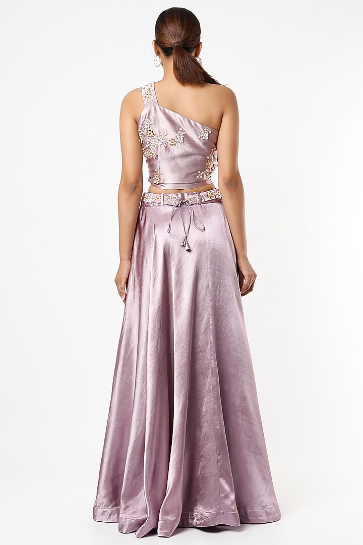 Mauve Satin Skirt Set For Girls by VANA ETHNICS KIDS at Pernia's Pop Up Shop