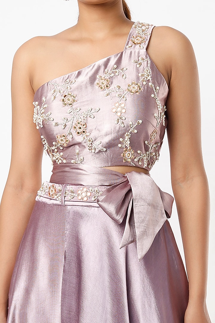 Mauve Satin Skirt Set For Girls by VANA ETHNICS KIDS at Pernia's Pop Up Shop