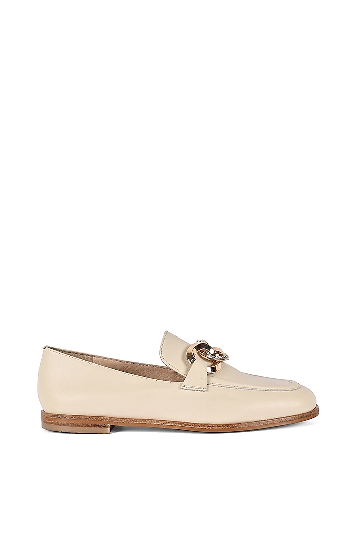 Ivory Leather Loafers by VANILLA MOON