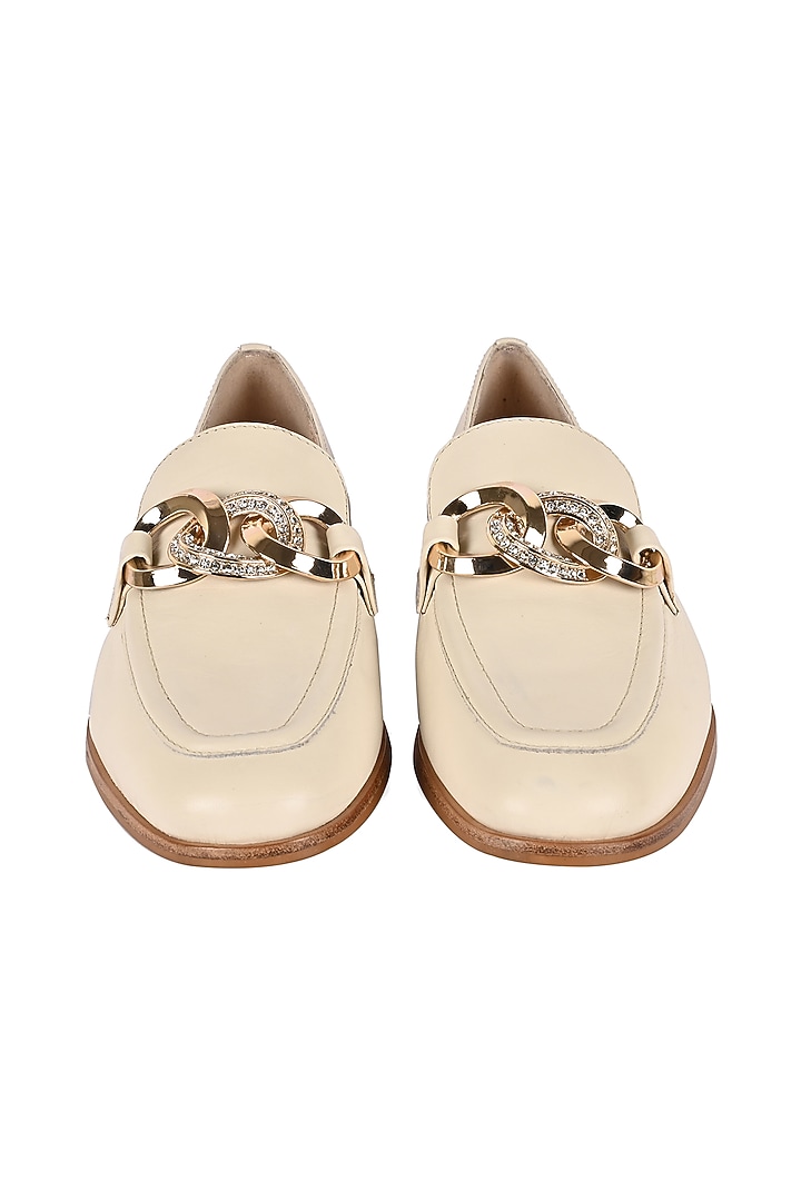 Ivory Leather Loafers by VANILLA MOON at Pernia's Pop Up Shop