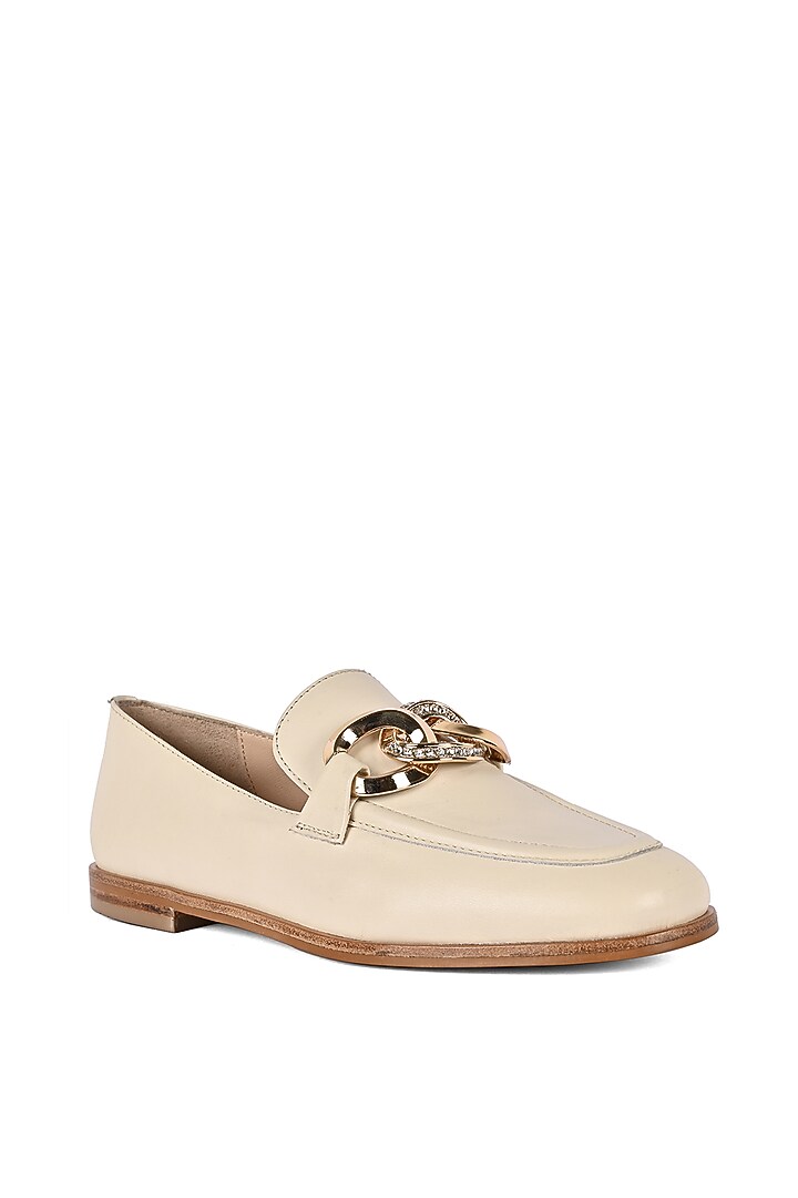 Ivory Leather Loafers by VANILLA MOON at Pernia's Pop Up Shop