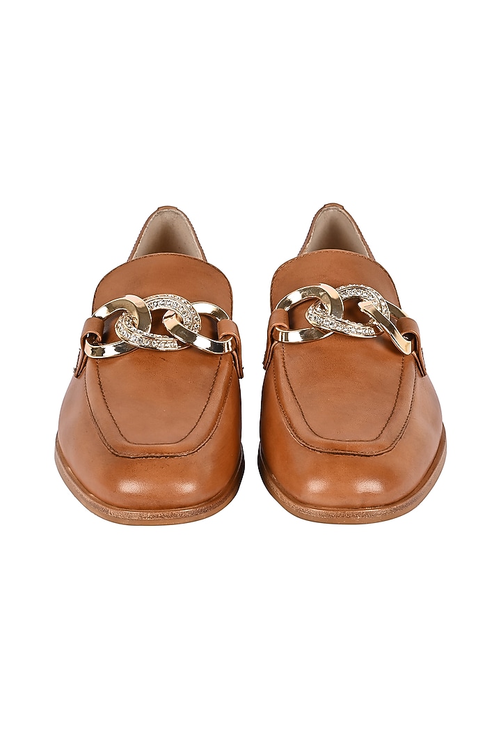 Tan Leather Loafers by VANILLA MOON at Pernia's Pop Up Shop