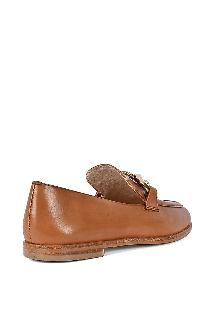 Tan Leather Loafers by VANILLA MOON at Pernia's Pop Up Shop