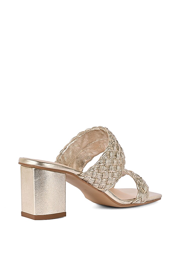 Metallic Gold Leather Heels by VANILLA MOON at Pernia's Pop Up Shop