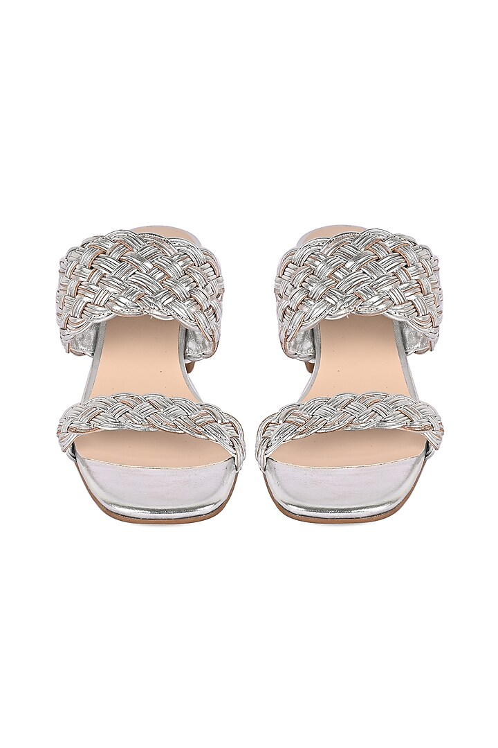 Metallic Silver Leather Heels by VANILLA MOON at Pernia's Pop Up Shop