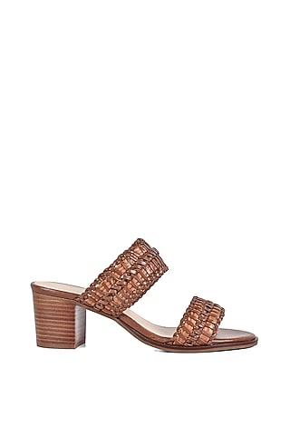 Tan Leather Block Heels by VANILLA MOON