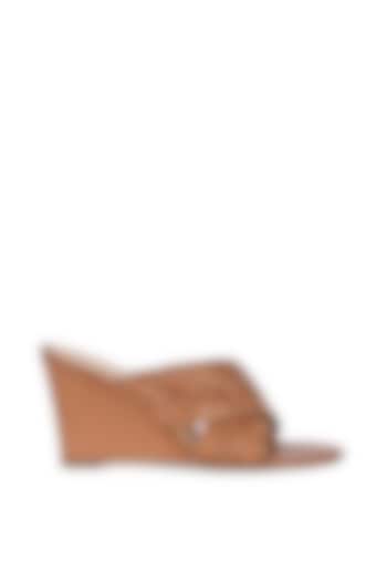 Tan Leather Wedges by VANILLA MOON