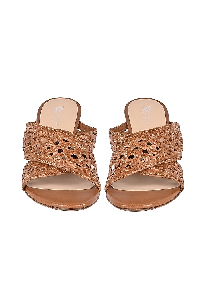 Tan Leather Wedges by VANILLA MOON at Pernia's Pop Up Shop